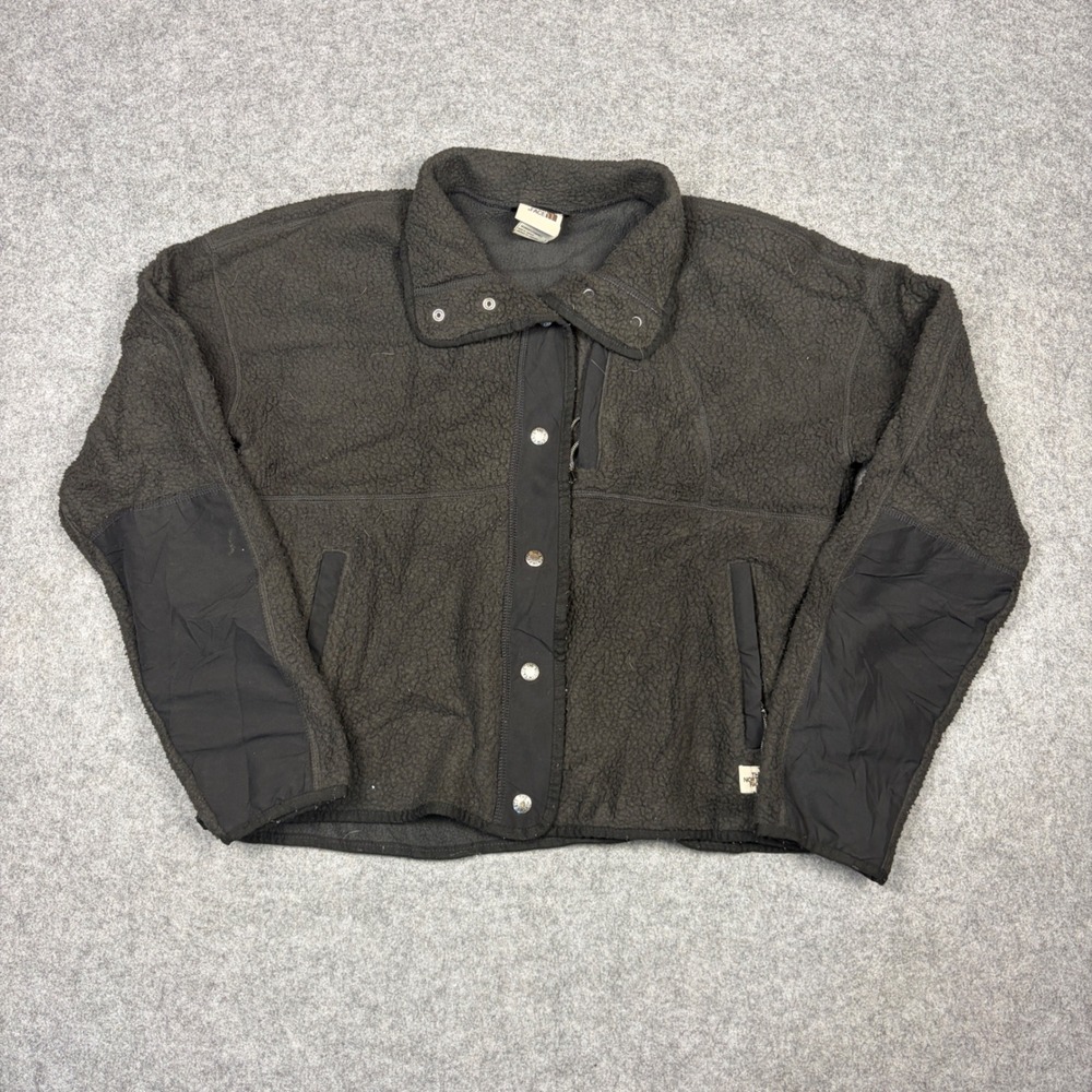 The North Face Womens Cragmont Fleece Jacket Black Snap Front Sherpa Small